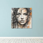 Quadro abstrato rosto de mulher marrom e branco leinwanddruck (Insitu (Holzboden))