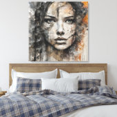 Quadro abstrato rosto de mulher marrom e branco leinwanddruck (Insitu (Schlafzimmer))