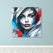 Quadro abstrato rosto de mulher vermelho azul cinz leinwanddruck (Insitu (Holzboden))