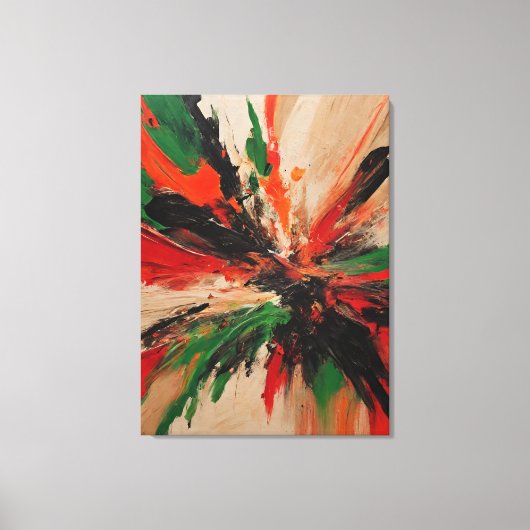 Quadro abstrato, vermelho, verde, bege e laranja leinwanddruck (Vorderseite)