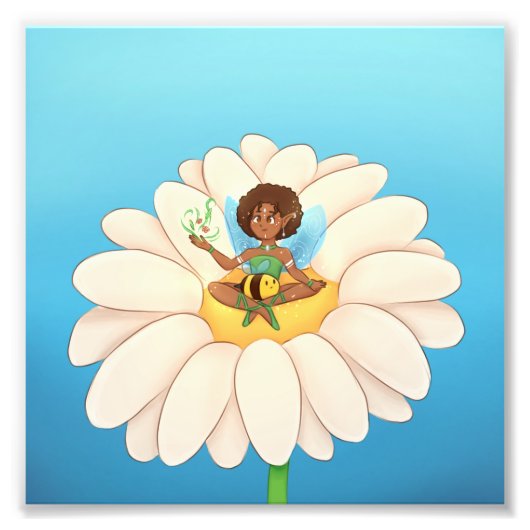 quadro com fada em cima de uma flor fotodruck (Vorne)