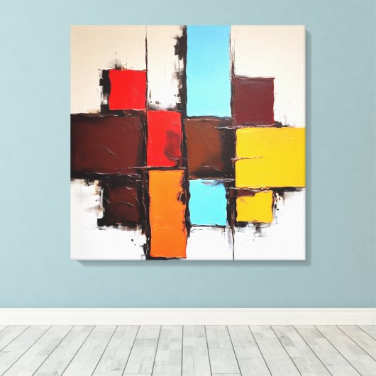 Quadro Decorativo em Canvas Abstração Quadriculada Leinwanddruck (Insitu (Holzboden))