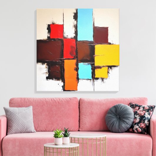 Quadro Decorativo em Canvas Abstração Quadriculada Leinwanddruck (Insitu (Wohnzimmer))