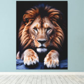 Quadro Decorativo Rosto de Leão Leinwanddruck (Insitu (Holzboden))