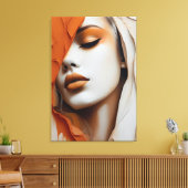 Quadro Rosto de mulher Laranja e bege Leinwanddruck (Insitu (Wohnzimmer))