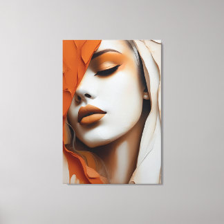 Quadro Rosto de mulher Laranja e bege  Leinwanddruck
