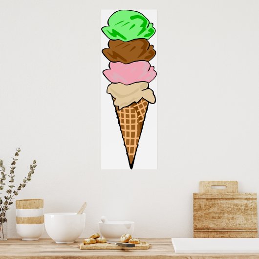 Quadruple Ice Creme Cone Poster (Küche)