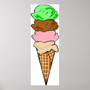 Quadruple Ice Creme Cone Poster