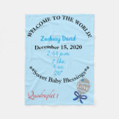 Quadruplet Baby Boy Rattle Blue Fleece Blanket (Vorderseite)