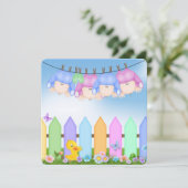 Quadruplet Baby Dusche Einladung (Stehend Vorderseite)