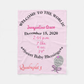 Quadruplet Baby Girl Pink Rattle Fleece Blanket (Vorderseite)
