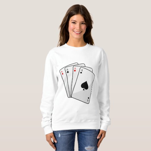 Quadruplets Aces Poker Karten im Poker Sweatshirt (Vorne ganz)