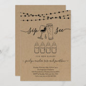 Quadruplets Sip & See Wine & Biertoast Einladung (Vorne/Hinten)