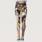 Quads Cavalier Spaniel Welpen im Popcorn, Leggings (Vorderseite)
