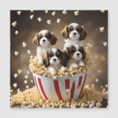 Quads Cavalier Spaniel Welpen im Popcorn, Magnetkarte (Vorderseite)
