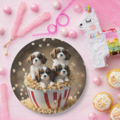 Quads Cavalier Spaniel Welpen im Popcorn, Pappteller (Party)