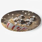 Quads Cavalier Spaniel Welpen im Popcorn, Pappteller (Schrägansicht)