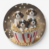 Quads Cavalier Spaniel Welpen im Popcorn, Pappteller (Vorderseite)