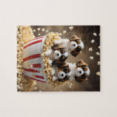 Quads Cavalier Spaniel Welpen im Popcorn, Puzzle (Horizontal)