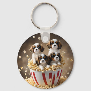 Quads Cavalier Spaniel Welpen im Popcorn, Schlüsselanhänger