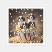 Quads Cavalier Spaniel Welpen im Popcorn, Serviette (Vorderseite)