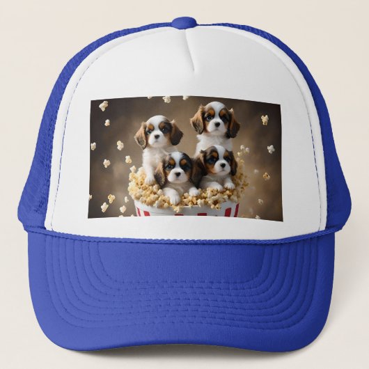 Quads Cavalier Spaniel Welpen im Popcorn, Truckerkappe (Vorderseite)