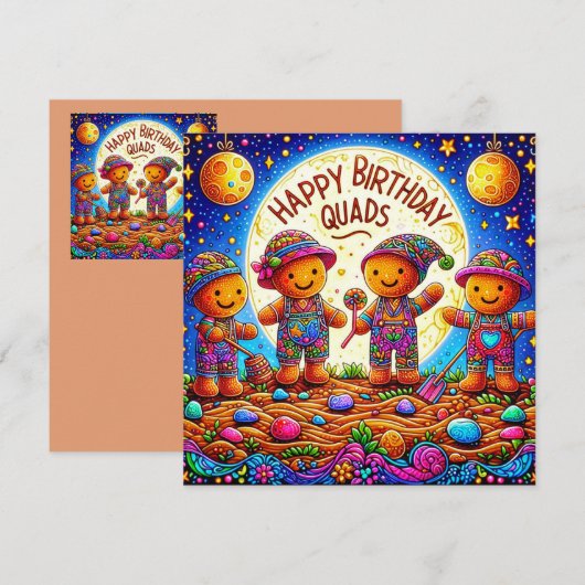 QUADS ~ Geburtskarte ~ Lebkuchen Männer ~ (Vorne/Hinten)