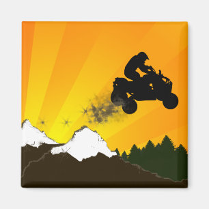Quads. orangefarbener Sonnenuntergang. Magnet
