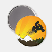 Quads. orangefarbener Sonnenuntergang. Magnet (Vorderseite/Rückseite)