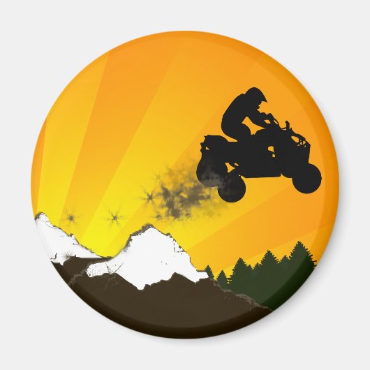 Quads. orangefarbener Sonnenuntergang. Magnet (Vorne)