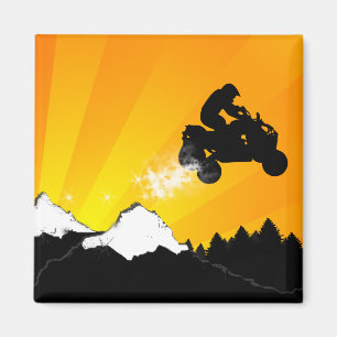 Quads. orangefarbener Sonnenuntergang. Magnet