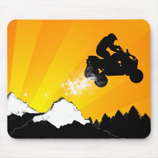 Quads. orangefarbener Sonnenuntergang. Mousepad (Vorne)