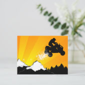 Quads. orangefarbener Sonnenuntergang. Postkarte (Stehend Vorderseite)