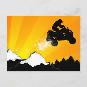 Quads. orangefarbener Sonnenuntergang. Postkarte