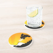 Quads. orangefarbener Sonnenuntergang. Sandstein Untersetzer (Seite)