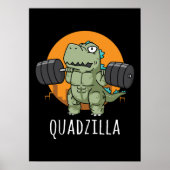 Quadzilla - Funny Gym Workout Cartoon, Squat Poster (Vorne)