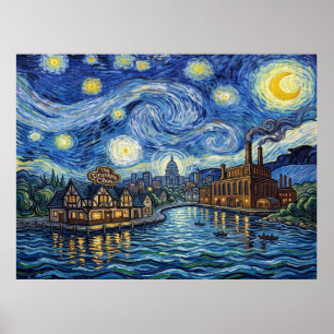 Quahog Rhode Island Sternenhimmel-Landschaft Poster