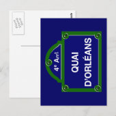 Quai d'Orleans, Pariser Straßenzeichen Postkarte (Vorne/Hinten)