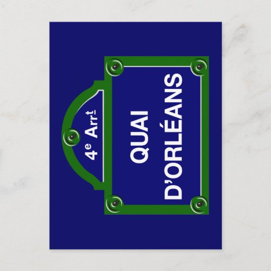 Quai d'Orleans, Pariser Straßenzeichen Postkarte (Vorderseite)