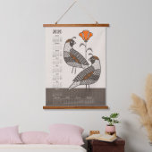 Quail and Poppy 2026 Calendar ©studioxtine Wandteppich Mit Holzrahmen (Schlafzimmer)
