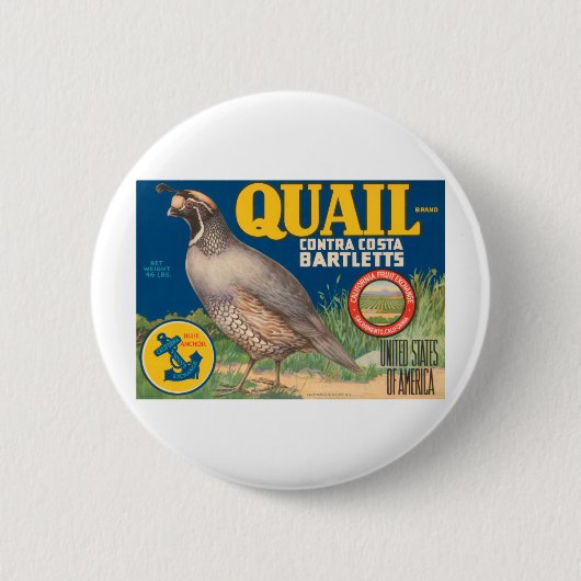 Quail Brand Contra Costa Bartletts Button (Vorderseite)