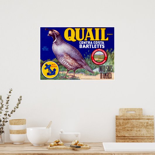 Quail Brand Contra Costa Bartletts Poster (Küche)