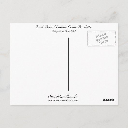 Quail Brand Contra Costa Bartletts Postkarte (Rückseite)