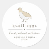 Quail Egg Carton Label Personalize for Farm, Coop Runder Aufkleber (Vorderseite)