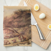 Quail Family Küchentuch (Viertel Falte)