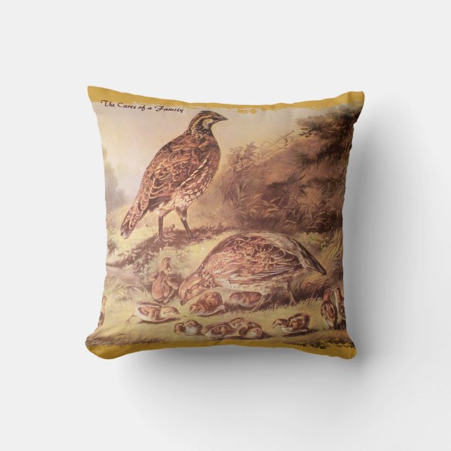 Quail Family Pillow Kissen (Vorderseite)