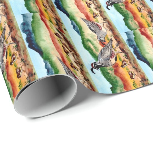 Quail Family Southwestern Wrapping Paper Pepps Geschenkpapier (Rolleneckpunkt)