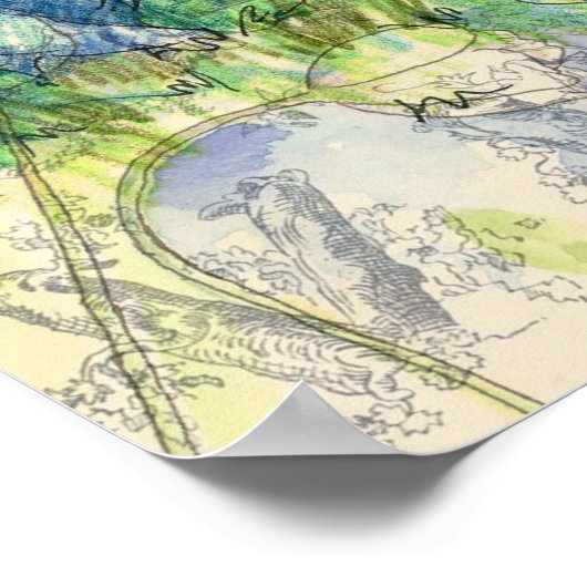 Quail Foraging Alphabet Collage Poster (Ecke)