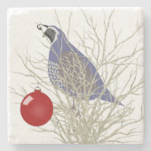 Quail Holiday Stone Untersetzer (Vorderseite)