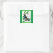 Quail in Holly Quadratischer Aufkleber (Tasche)